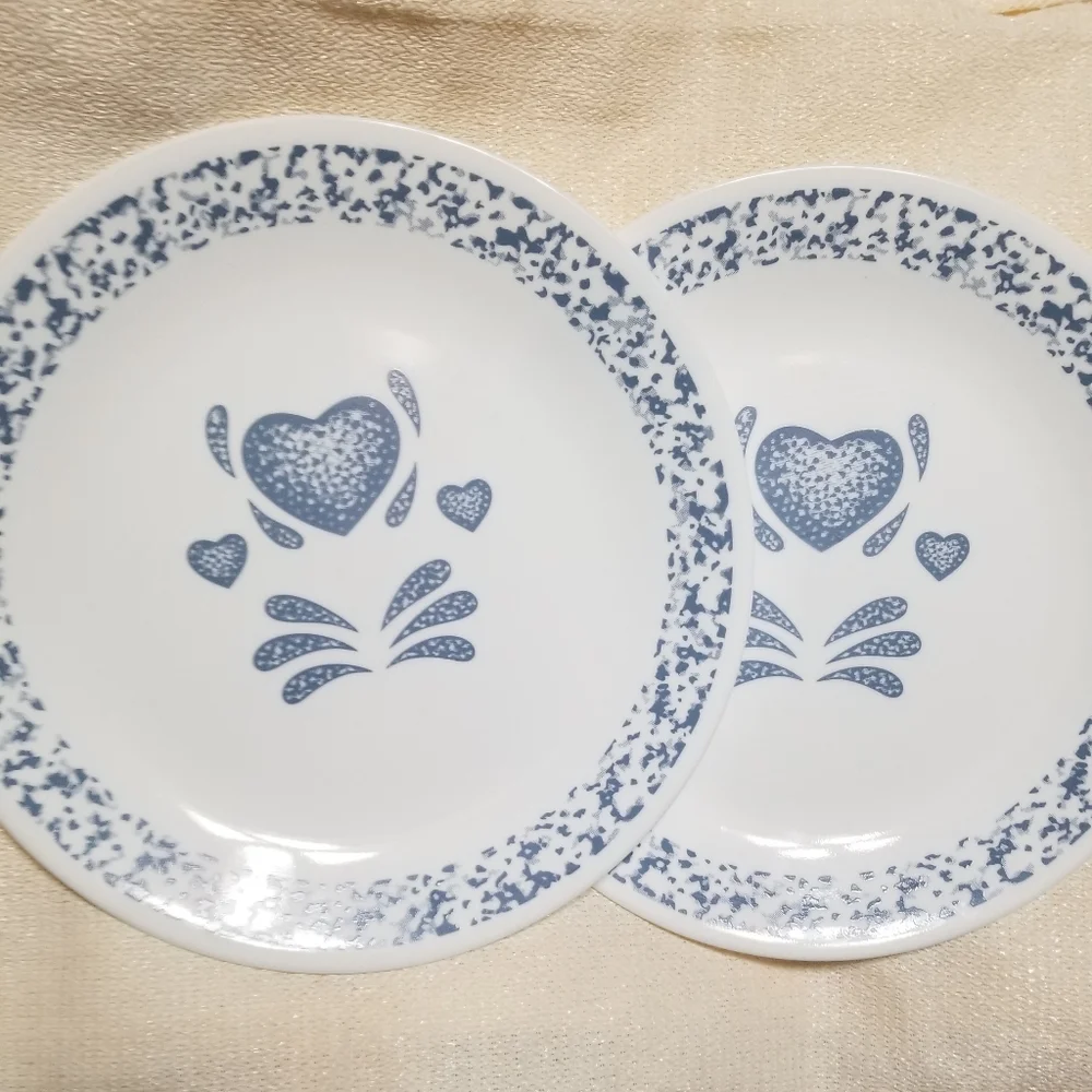 Set of 2 Corning Ware Corelle Blue Hearts Plate Large 10.25